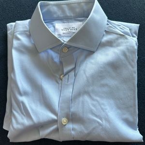 Charles Tyrwhitt Blue Dress Shirt Extra Slim Fit size 16/35 French Cuff